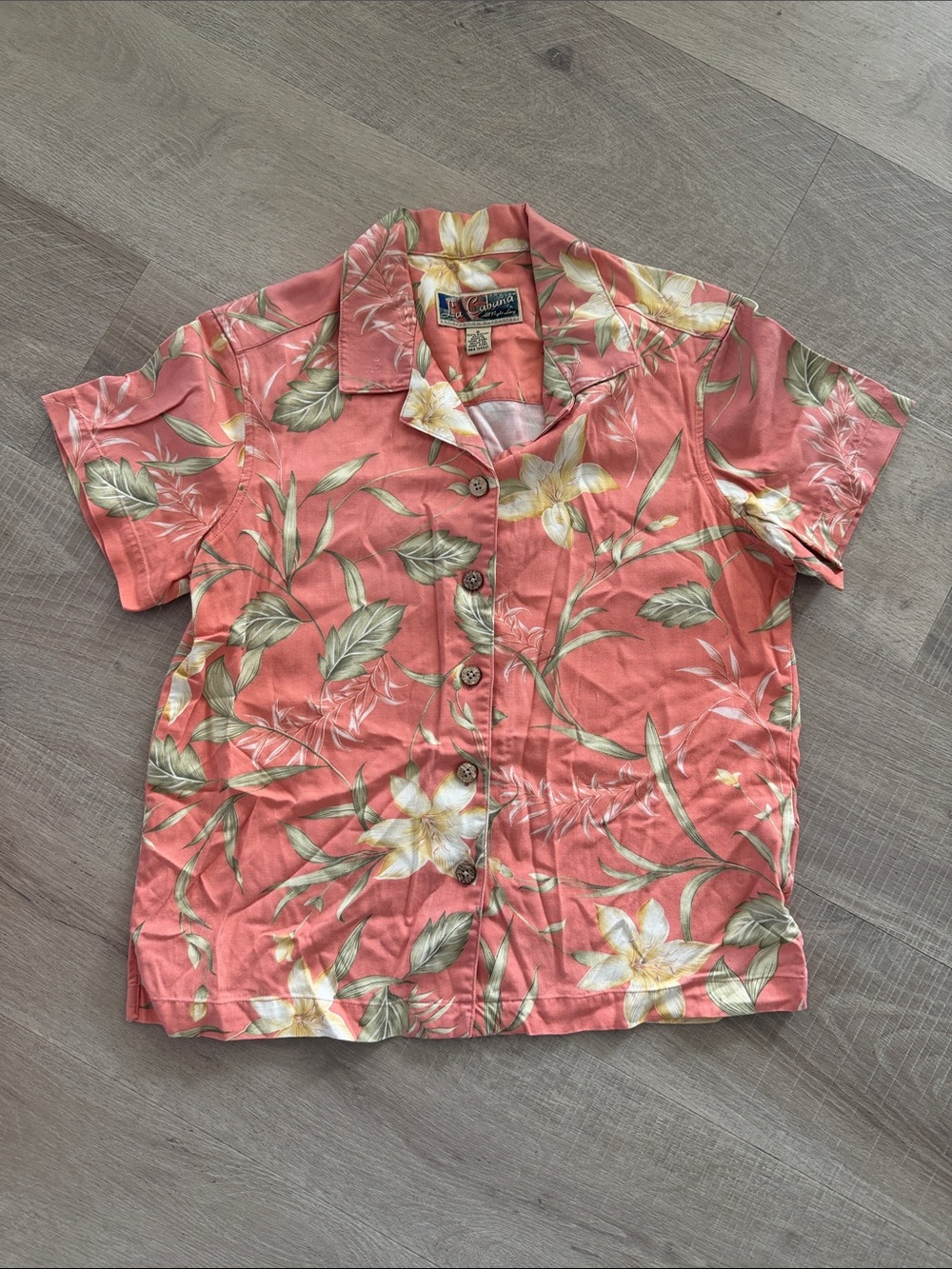 Vintage La Cabana Coral Floral Button-Up Camp Shirt
